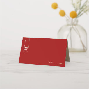 Carte De Placement Grand rectangle or Double Bonheur Mariage asiatiqu