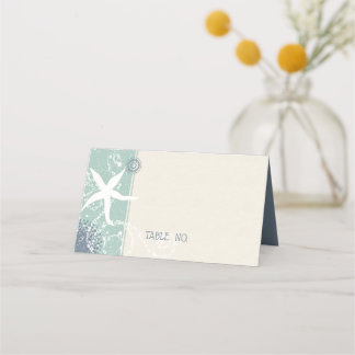 Carte De Placement Grayed Jade Dusty Blue Beach Wedding