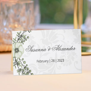 Carte De Placement Green Boho Berry Wreath Grey Mariage damassé