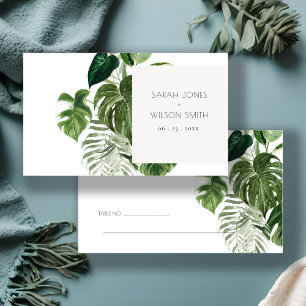 Carte De Placement Green Leafy Palm Tropical Foliage Mariage