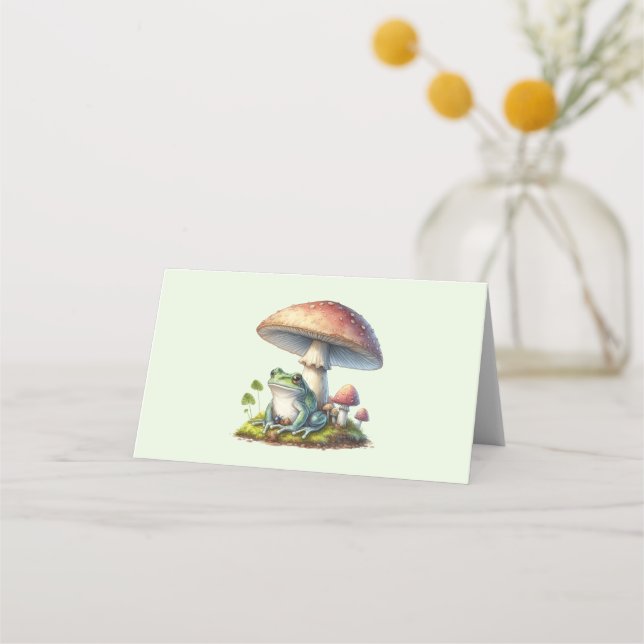 Carte De Placement Grenouille sous un champignon Mignon Nature (Devant)