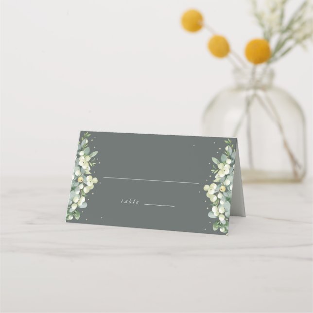 Carte De Placement Grey Green Snowberry+Eucalyptus Mariage (Devant)