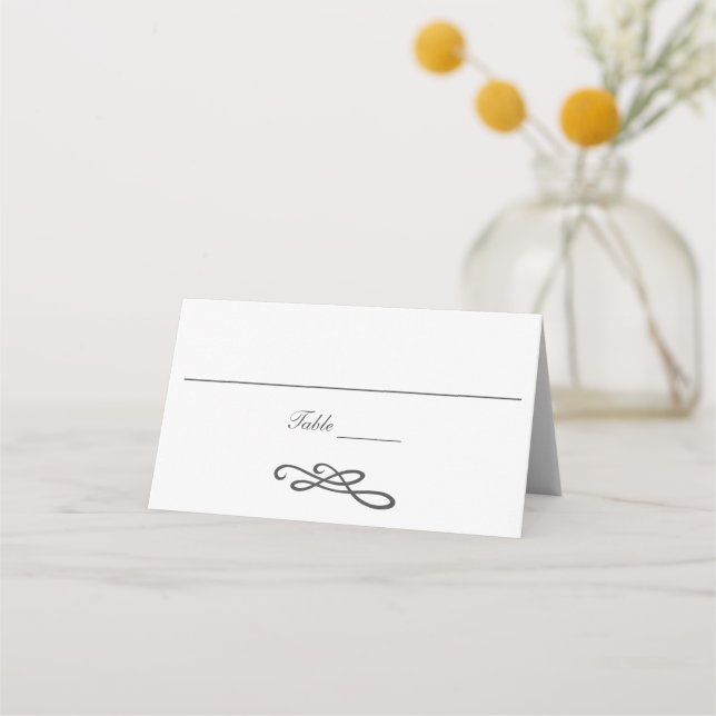 Carte De Placement Gris blanc flou fleurir Simple traditionnel (Devant)