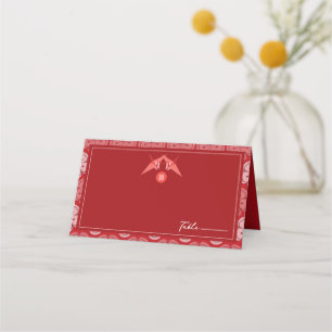 Carte De Placement Grues en papier Origami & Rouge Sakura Mariage asi