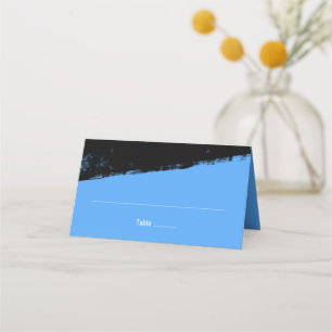 Carte De Placement Grunge Blue Black Bar Mitzvah replié