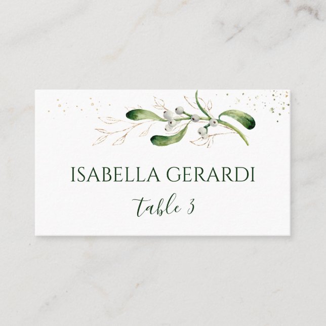 Carte De Placement Guirlande de gui Mariage Confetti Feuillage Doré (Devant)