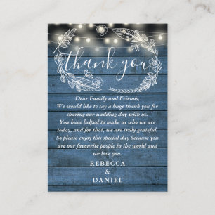 Carte De Placement Guirlande de lumières bleue bois floral mariage re
