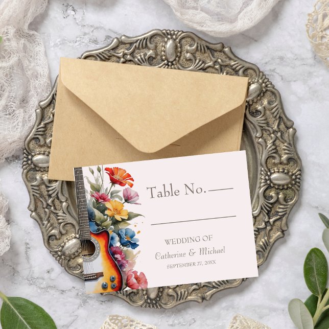 Carte De Placement Guitare Fleur sauvage Musical Pays Printemps Maria (Créateur téléchargé)
