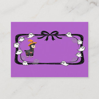 Carte De Placement Halloween Llama Wearing Witch Hat Purple