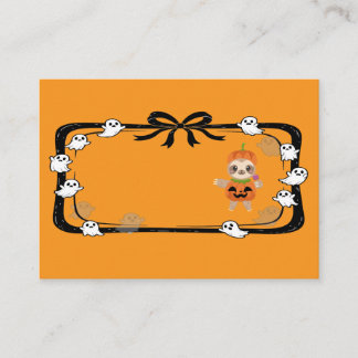 Carte De Placement Halloween Sloth In Pumpkin Costume Orange