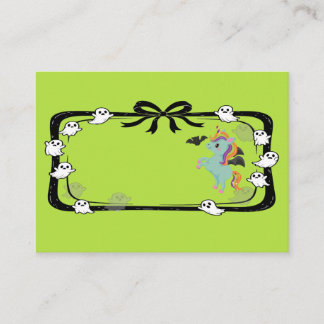 Carte De Placement Halloween Unicorn Greeting Bat Green