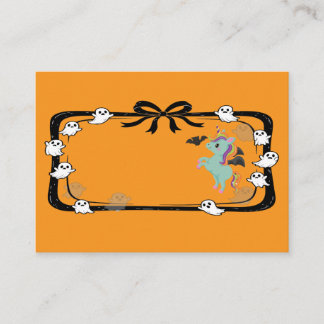 Carte De Placement Halloween Unicorn Greeting Bat Orange
