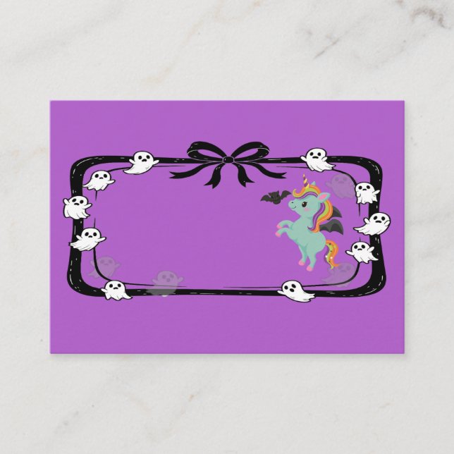 Carte De Placement Halloween Unicorn Greeting Bat Purple (Devant)