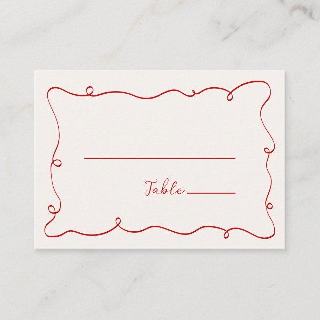 Carte De Placement Hand Drawn Squiggle Frame Red (Devant)
