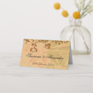Carte De Placement Harvest Gold Peonies et Gold Scrolls Mariage Boho