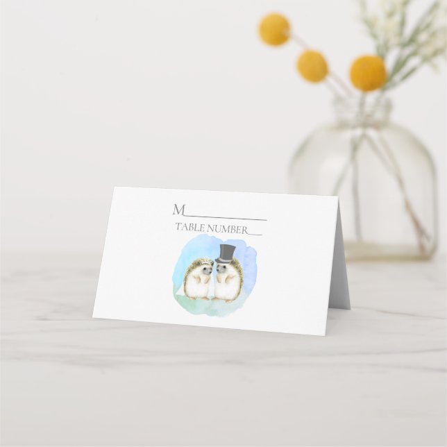Carte De Placement Hedgehog Mariée Groom Mariage mignon (Devant)