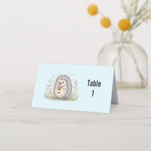 Carte De Placement Hérisson mignon avec lanterne