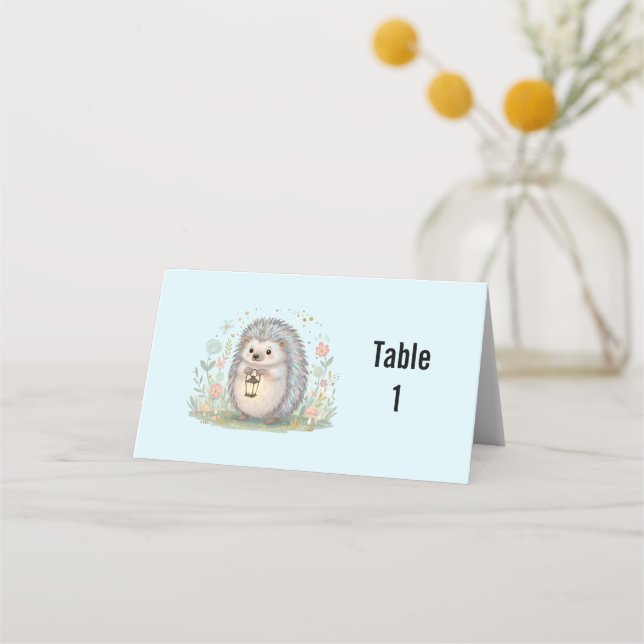 Carte De Placement Hérisson mignon avec lanterne (Devant)