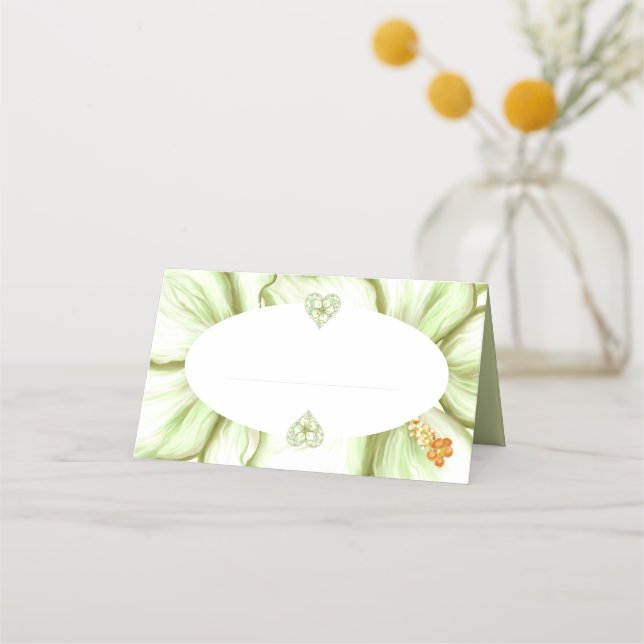 Carte De Placement Hibiscus & dentelle BLANC (Dos)