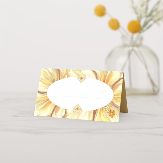 Carte De Placement Hibiscus & dentelle JAUNE (Dos)