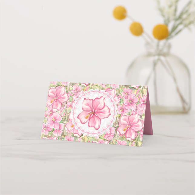 Carte De Placement Hibiscus & dentelle PINK (Dos)
