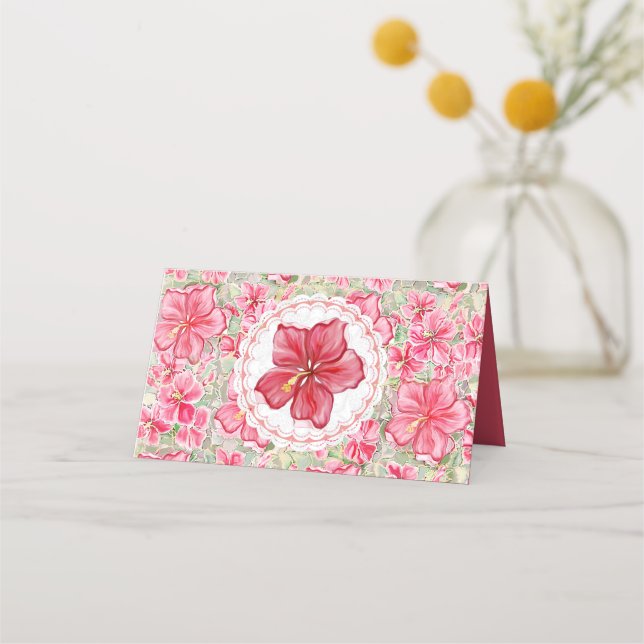 Carte De Placement Hibiscus & dentelle RED (Dos)