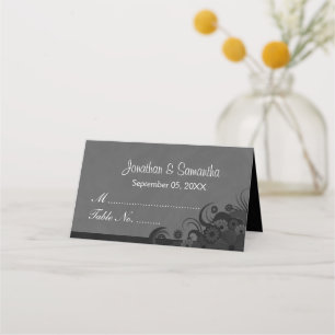 Carte De Placement Hibiscus gris noir et foncé Plongée florale Table