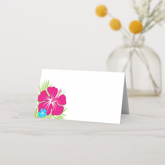 Carte De Placement Hibiscus rose tropical Étiquette pliant ou (Dos)