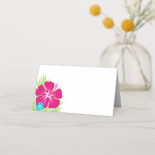 Carte De Placement Hibiscus rose tropical Étiquette pliant ou