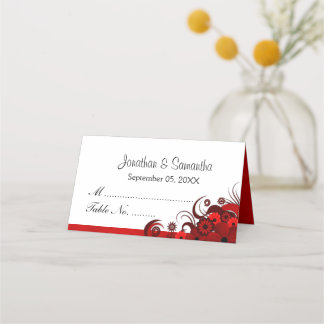 Carte De Placement Hibiscus rouge et blanc classique Tableau floral p