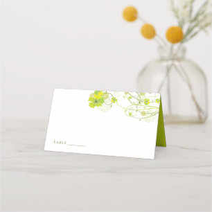 Carte De Placement Hibiscus vert Mariage floral et hirondelle