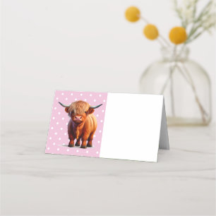 Carte De Placement Highland Cow Rose