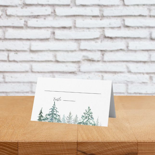 Carte De Placement Hiver Pins Rustiques Lanterne Mariage botanique (Winter Rustic Pine Trees Lantern Botanical Wedding Party Supplies)