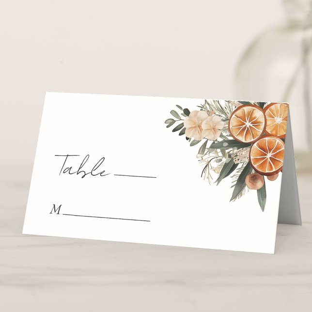 Carte De Placement Hivernal Agrumes Floral Élégant Mariage de Noël (Créateur téléchargé)