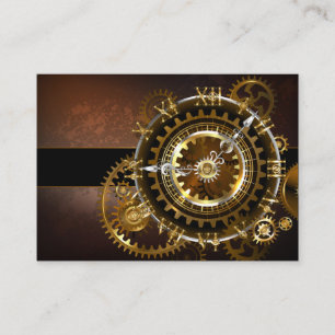 Carte De Placement Horloge Steampunk avec des engrenages anciens