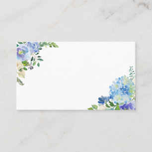 Carte De Placement Hydrangées d'aquarelle bleue et fleurs Roses