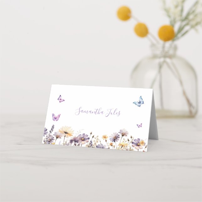 Carte De Placement Il Me Donne Des Papillons Fête de Mariage Florale (Devant)