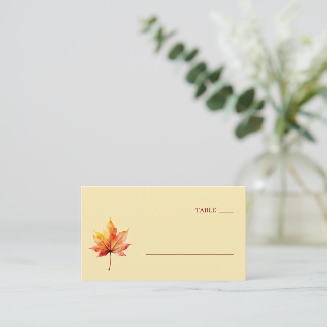 Carte De Placement Illustration de feuille d'érable automnale calme (Debout devant)
