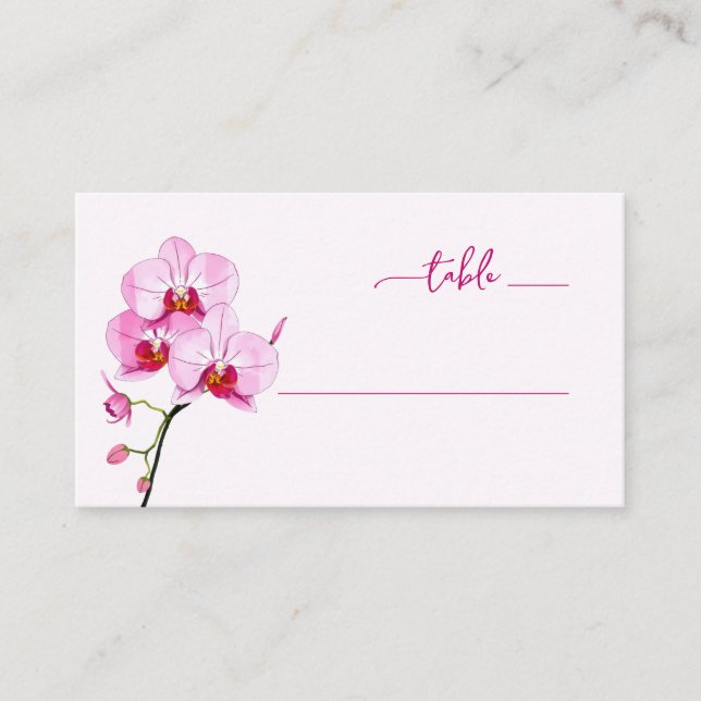 Carte De Placement Illustration florale d'orchidée rose élégante (Devant)