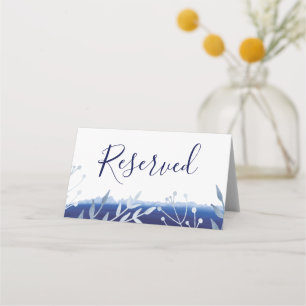 Carte De Placement Indigo Silver Floral Nom du Mariage Place Card