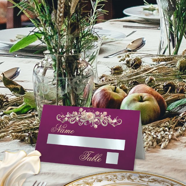Carte De Placement Initiales Roses & Cœur - Plum (Créateur téléchargé)