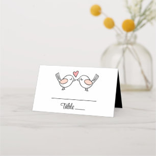 Carte De Placement Inséparables mignons Lovebirds Mariage noir Escort
