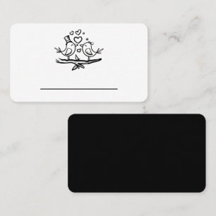 Carte De Placement Inséparables mignons Noir Blanc Lovebirds Mariage