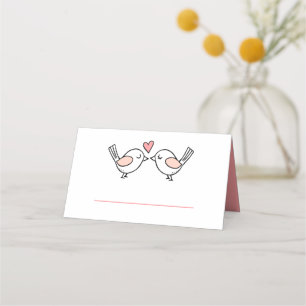 Carte De Placement Inséparables Pink White Garden Lovebirds Mariage