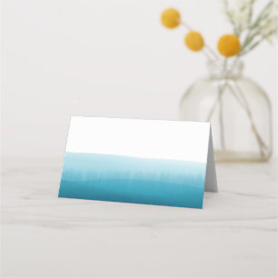 Carte De Placement Invité de la table blanche Ocean Blue Ombre Waterc