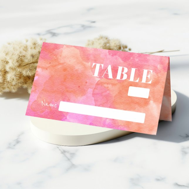 Carte De Placement Invité de mariage à l'aquarelle abstraite rose ora (Créateur téléchargé)