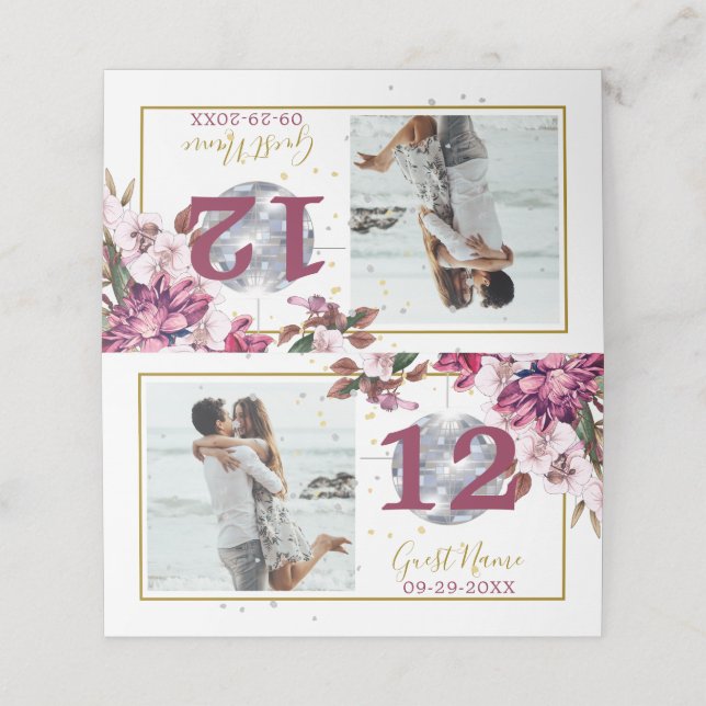 Carte De Placement Invités Gold Disco Élégant Numéro de table photo (Extérieur déplié)