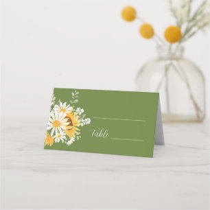Carte De Placement IVANA Elegant Mariage Fleur Jaune & Blanc