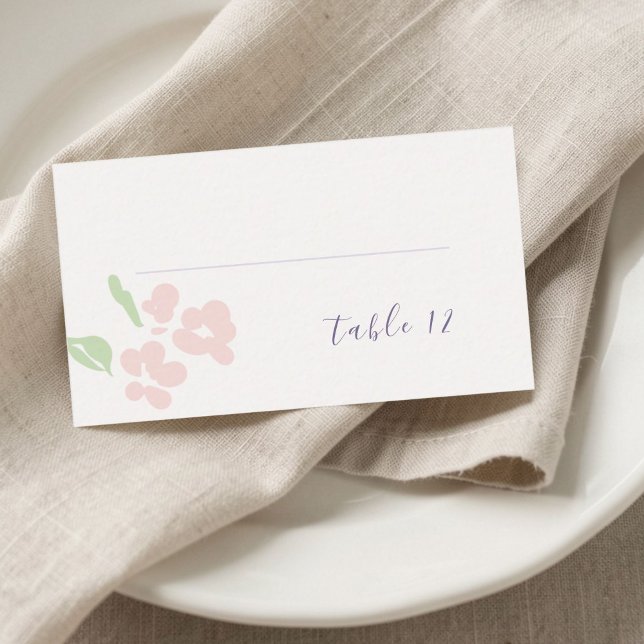 Carte De Placement Ivory | Chic Blush Floral Mariage Nom  (Créateur téléchargé)