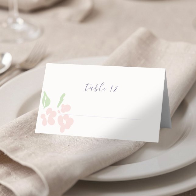 Carte De Placement Ivory | Chic Blush Floral Mariage Nom  (Créateur téléchargé)